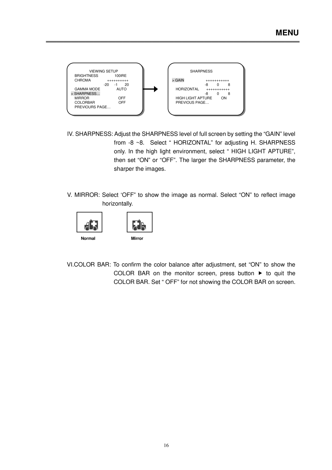 EverFocus EQ600 WDII instruction manual NormalMirror 