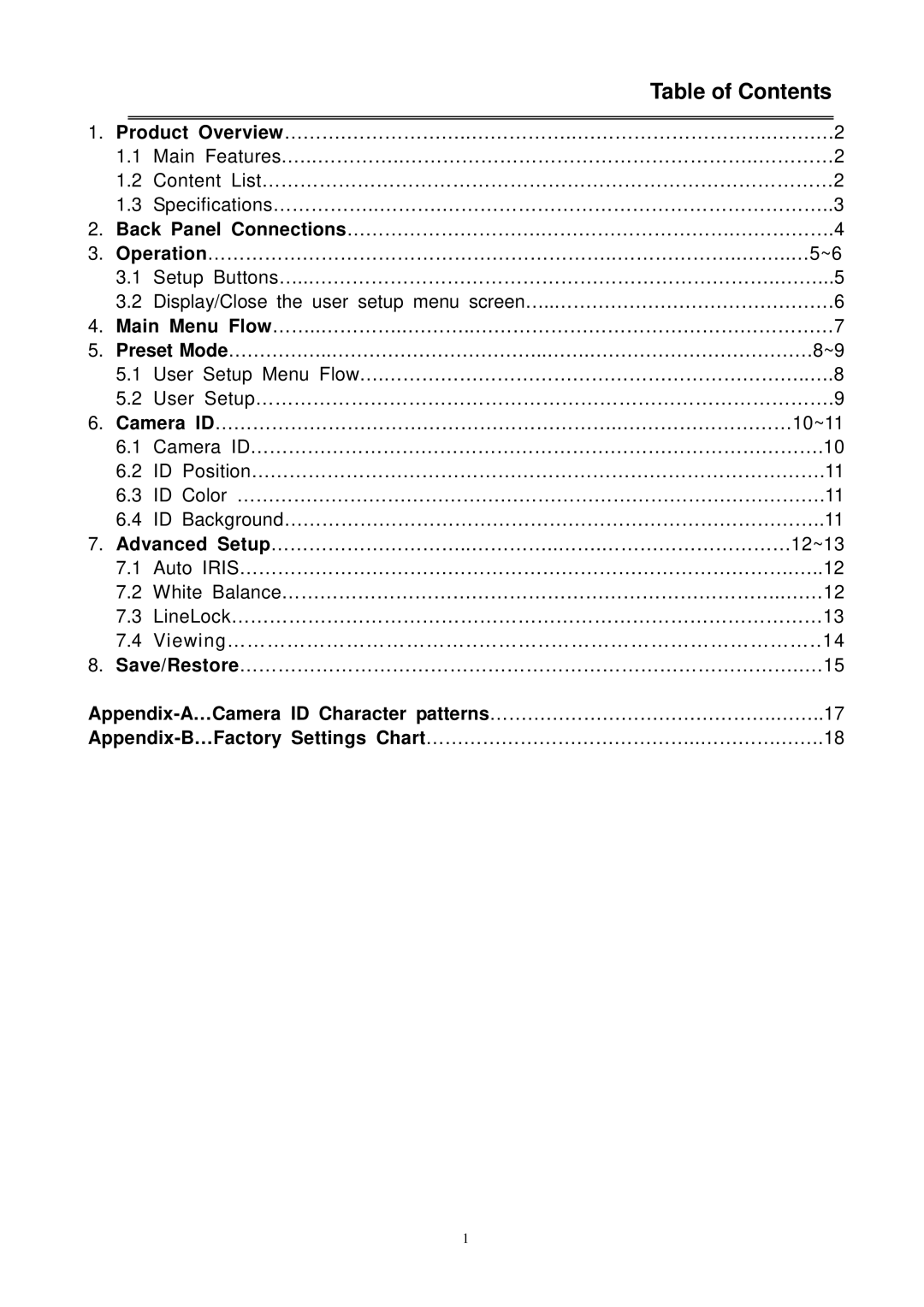 EverFocus EQ600 WDII instruction manual Table of Contents 