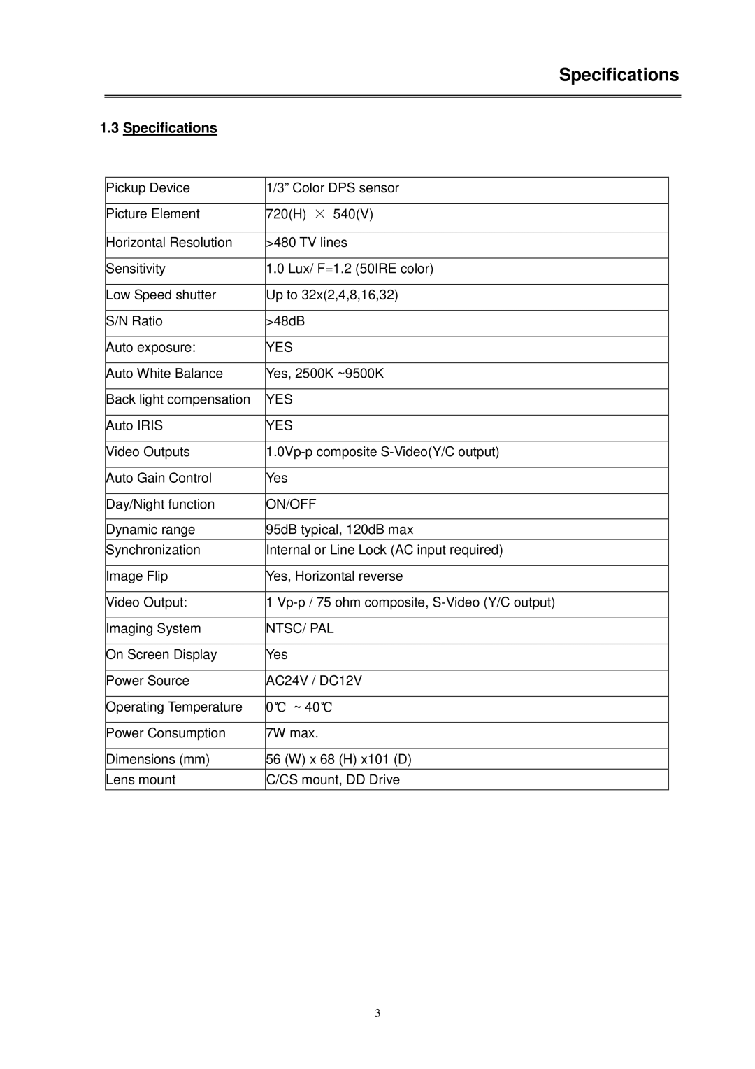 EverFocus EQ600 WDII instruction manual Specifications 