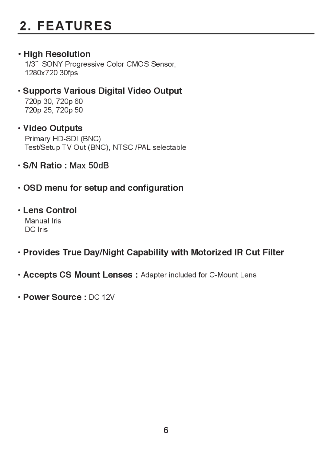 EverFocus EQH5000 operation manual Features 