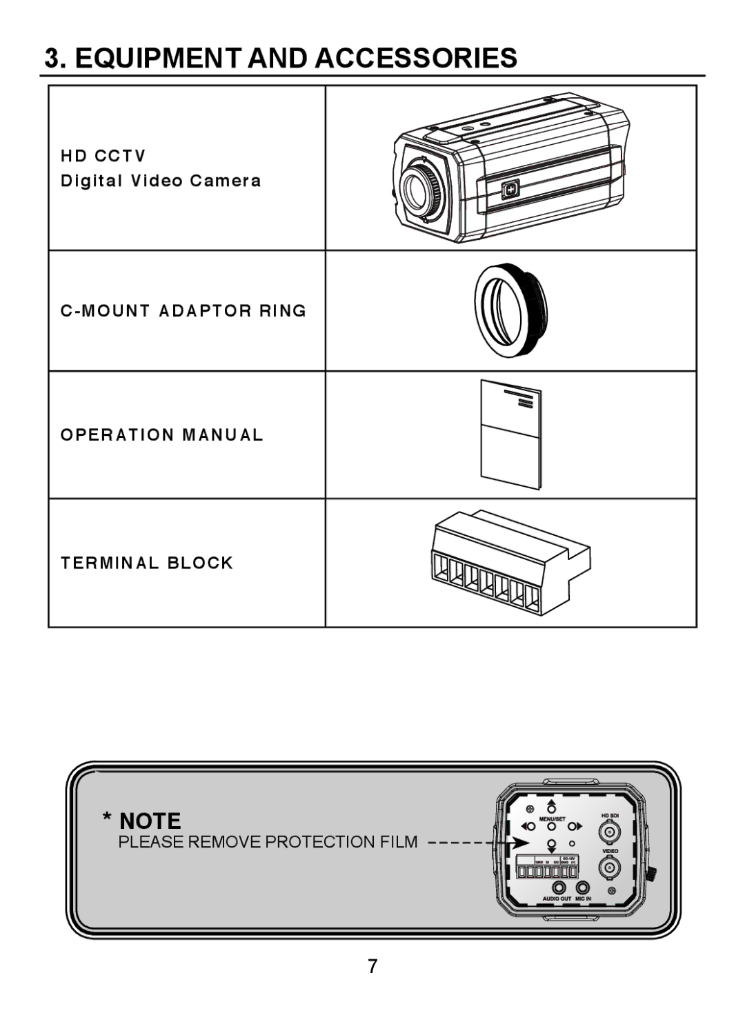 EverFocus EQH5000 operation manual Equipment and Accessories, HD Cctv, Mount Adaptor Ring, Terminal Block 