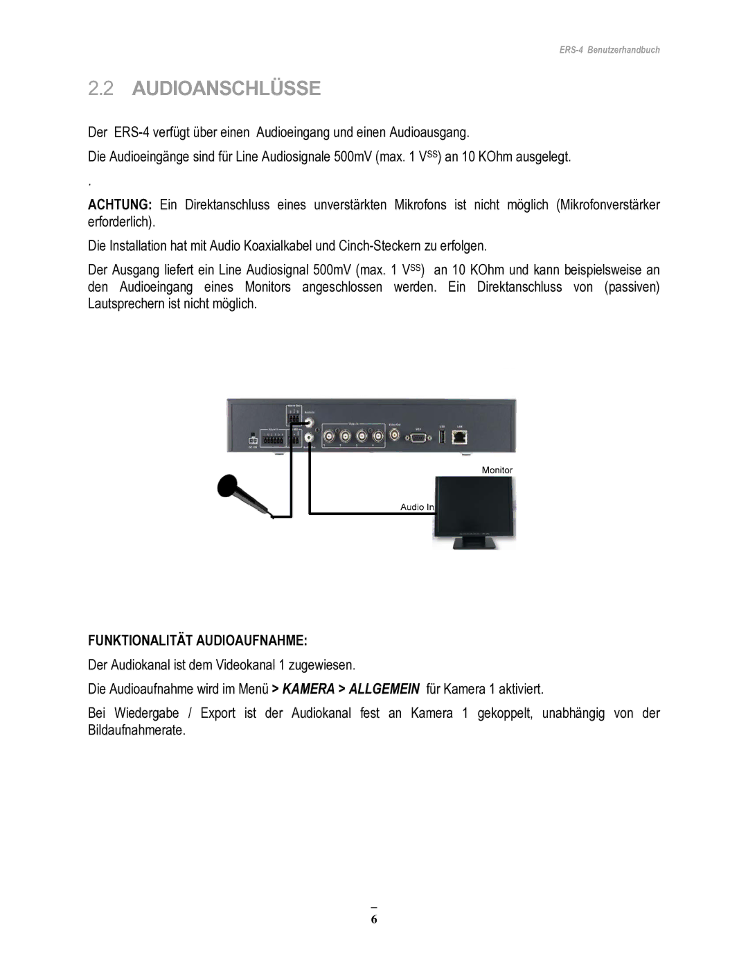 EverFocus ERS-4 manual Audioanschlüsse 