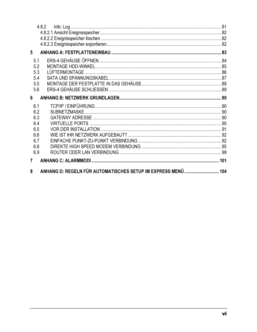 EverFocus ERS-4 manual 101, 104 