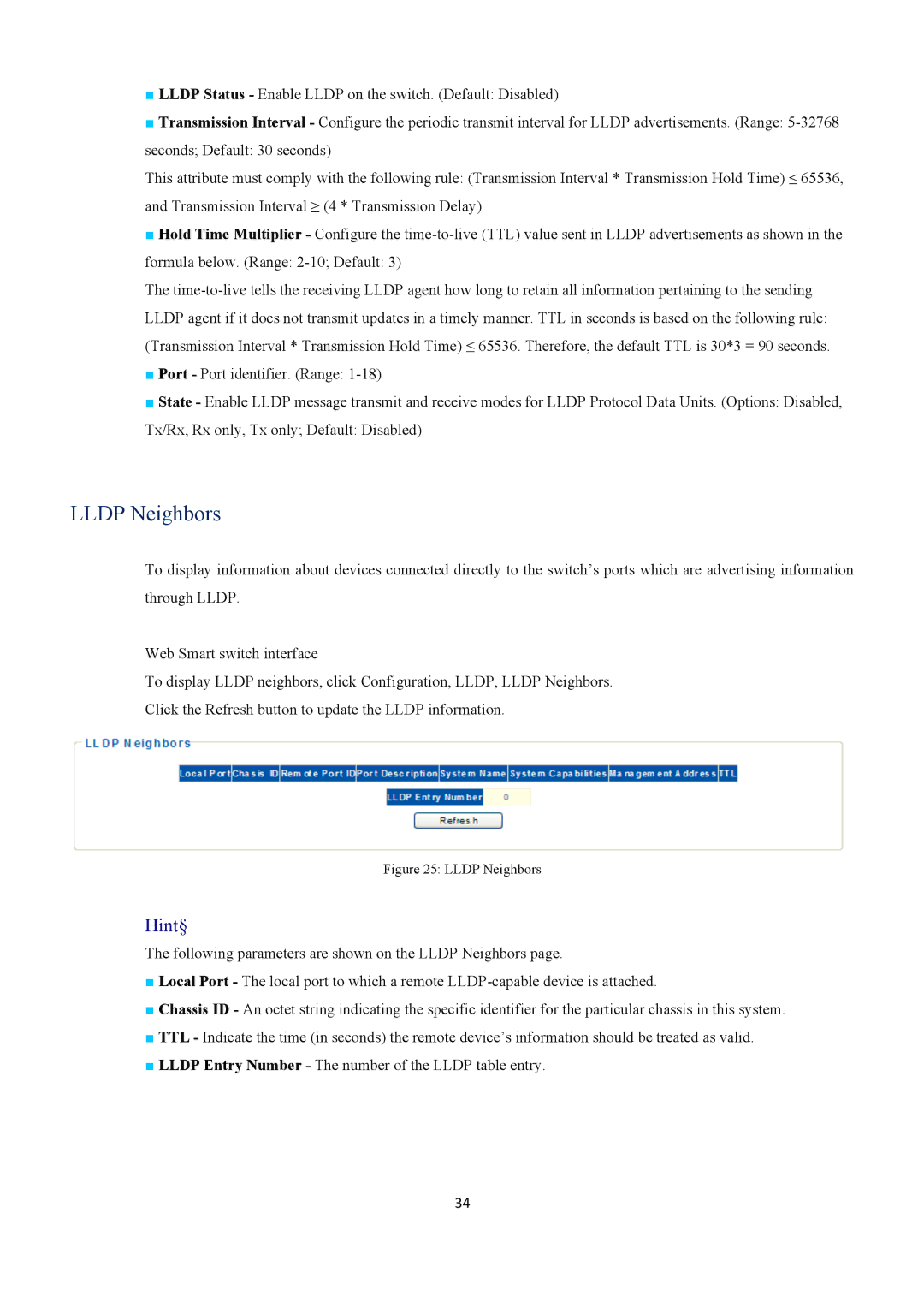 EverFocus ESM316T002R user manual Lldp Neighbors 