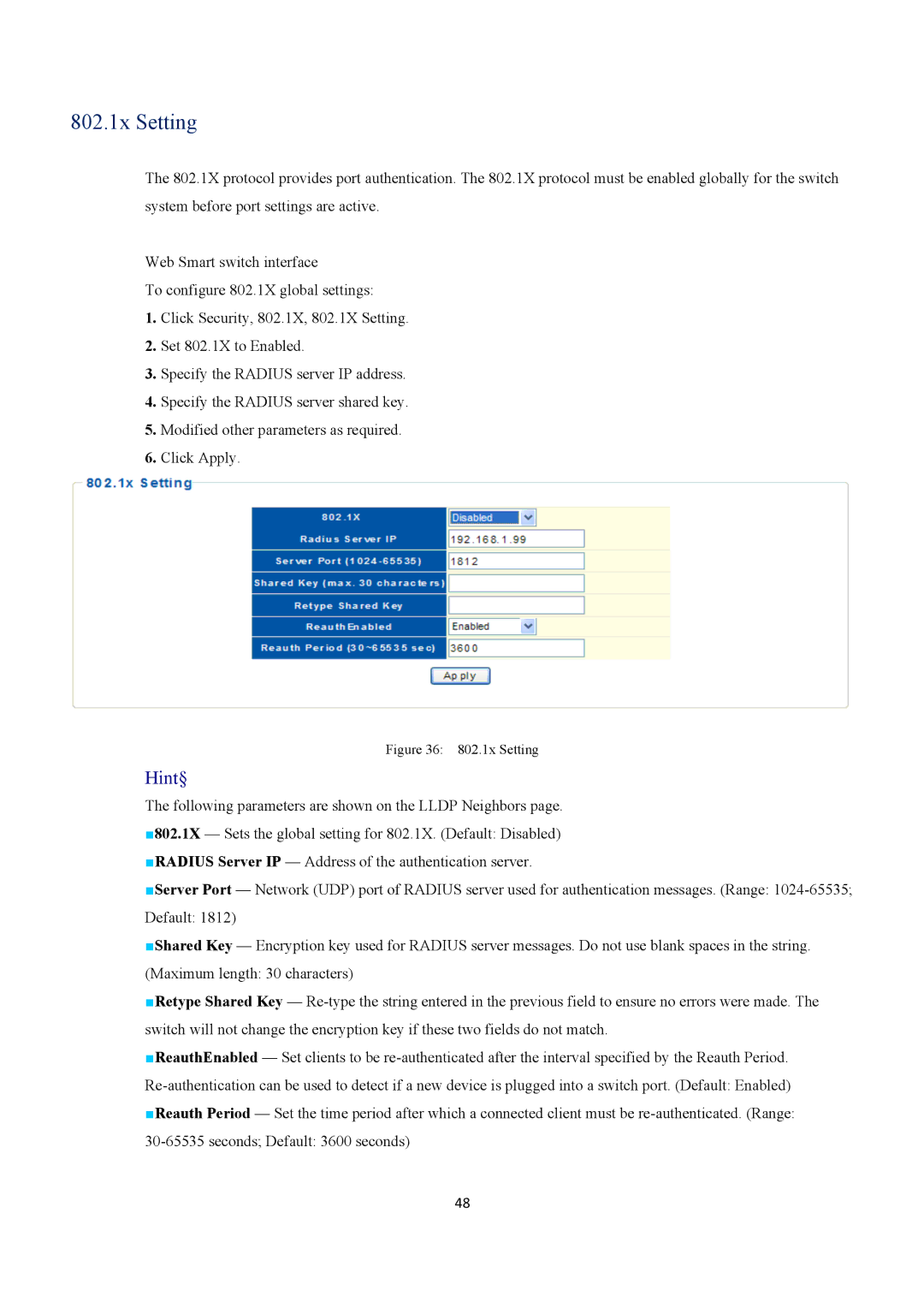 EverFocus ESM316T002R user manual 802.1x Setting 