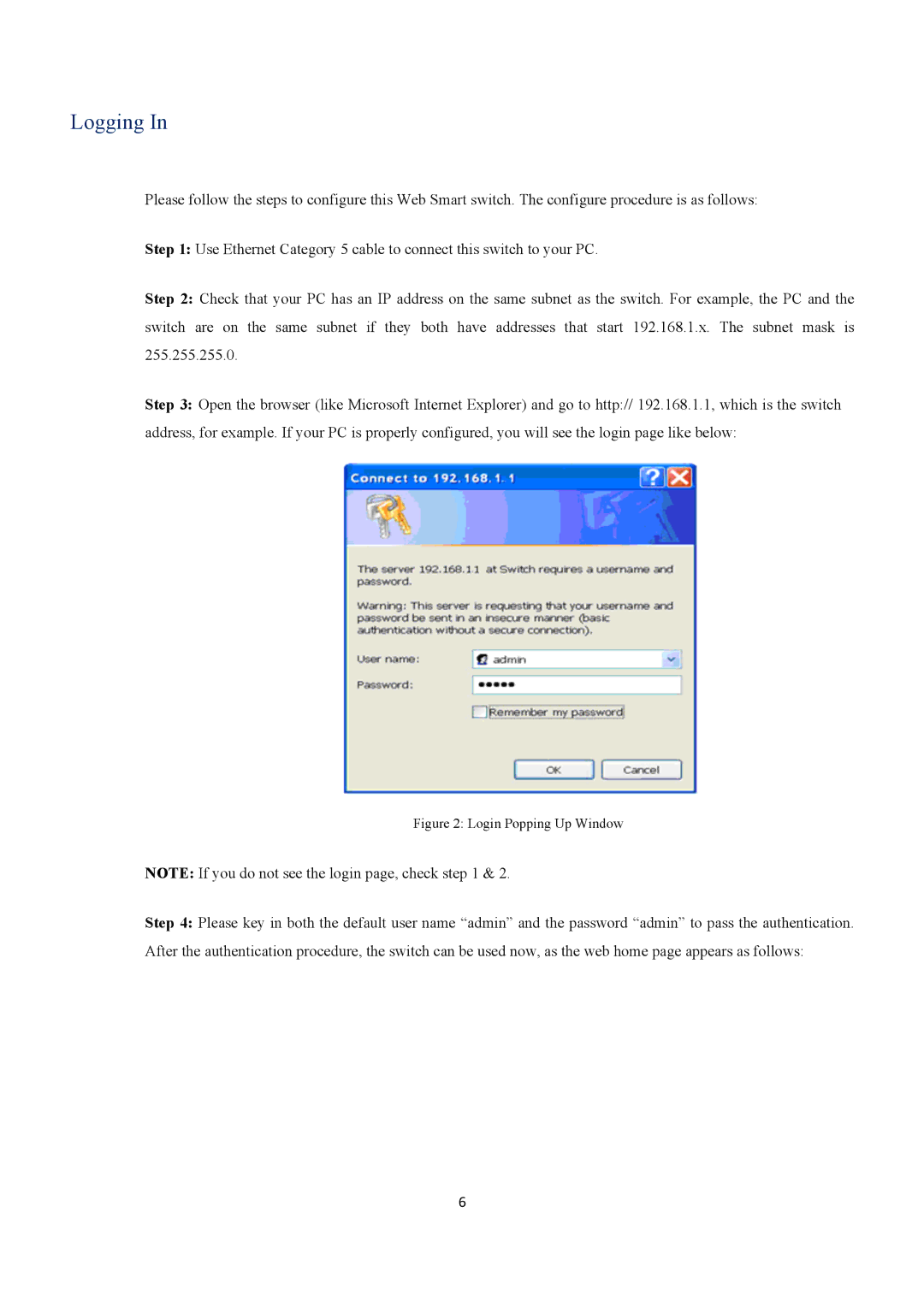 EverFocus ESM316T002R user manual Logging, Login Popping Up Window 