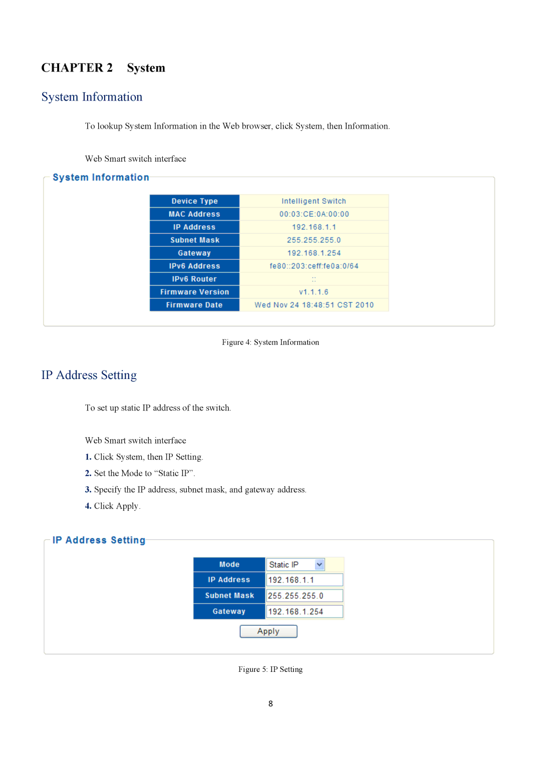 EverFocus ESM316T002R user manual System Information, IP Address Setting 