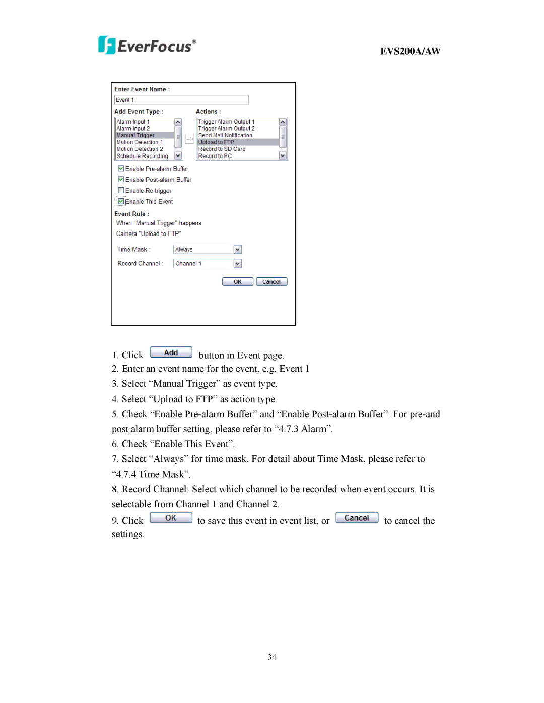 EverFocus EVS200A/AW user manual 