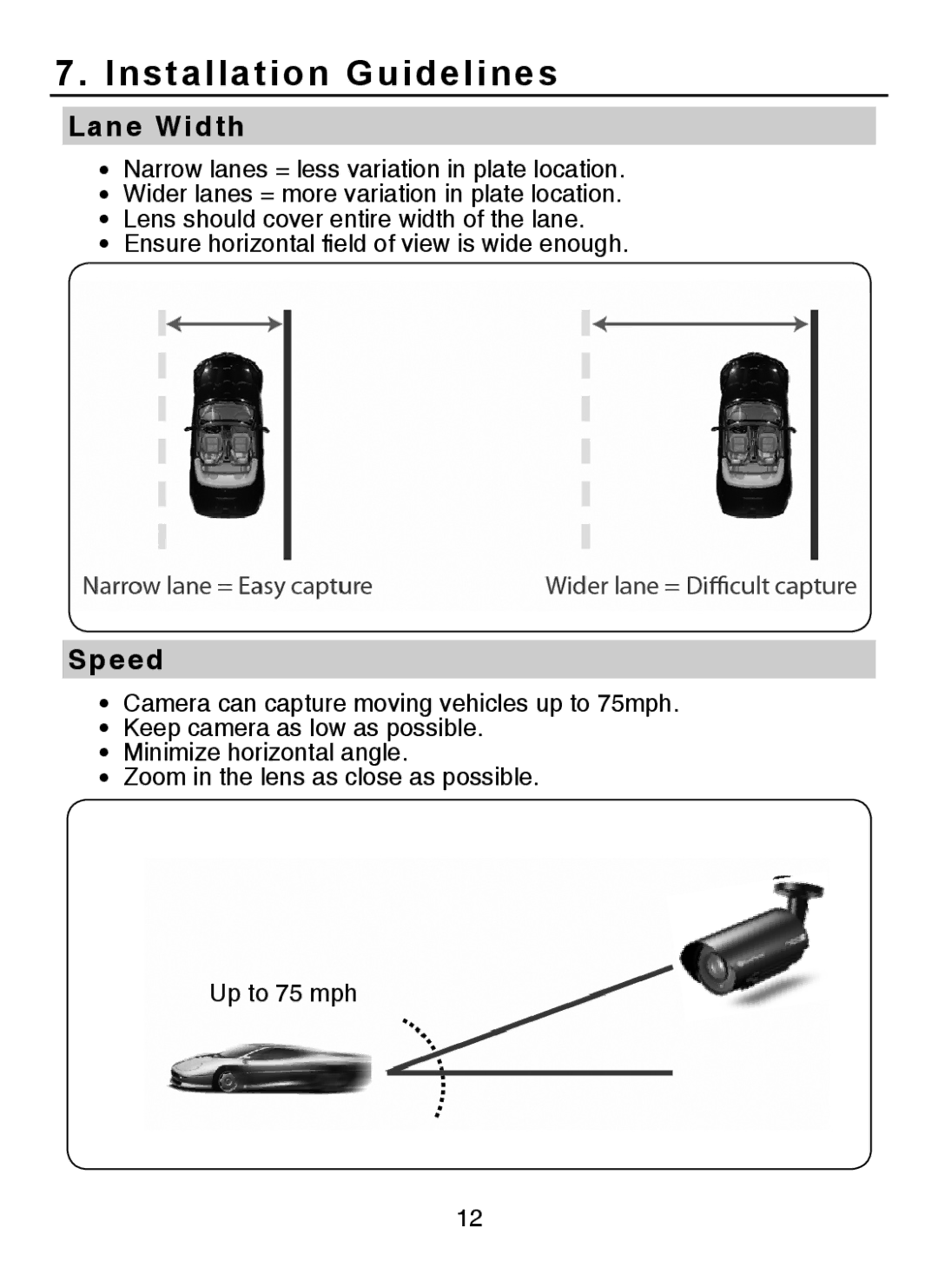 EverFocus EZ-PLATECAM2 operation manual Lane Width, Speed 