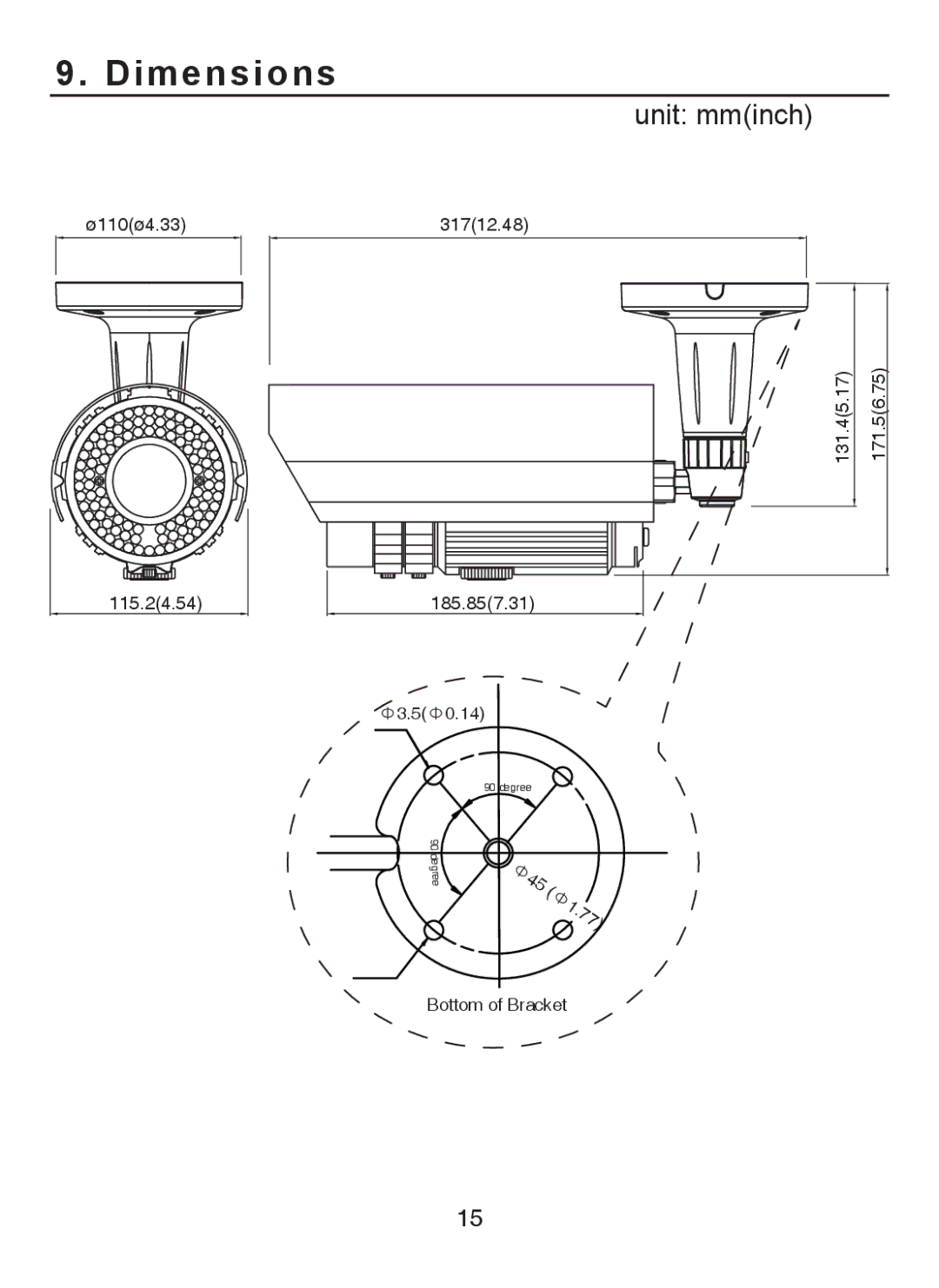 EverFocus EZ-PLATECAM2 operation manual Dimensions 