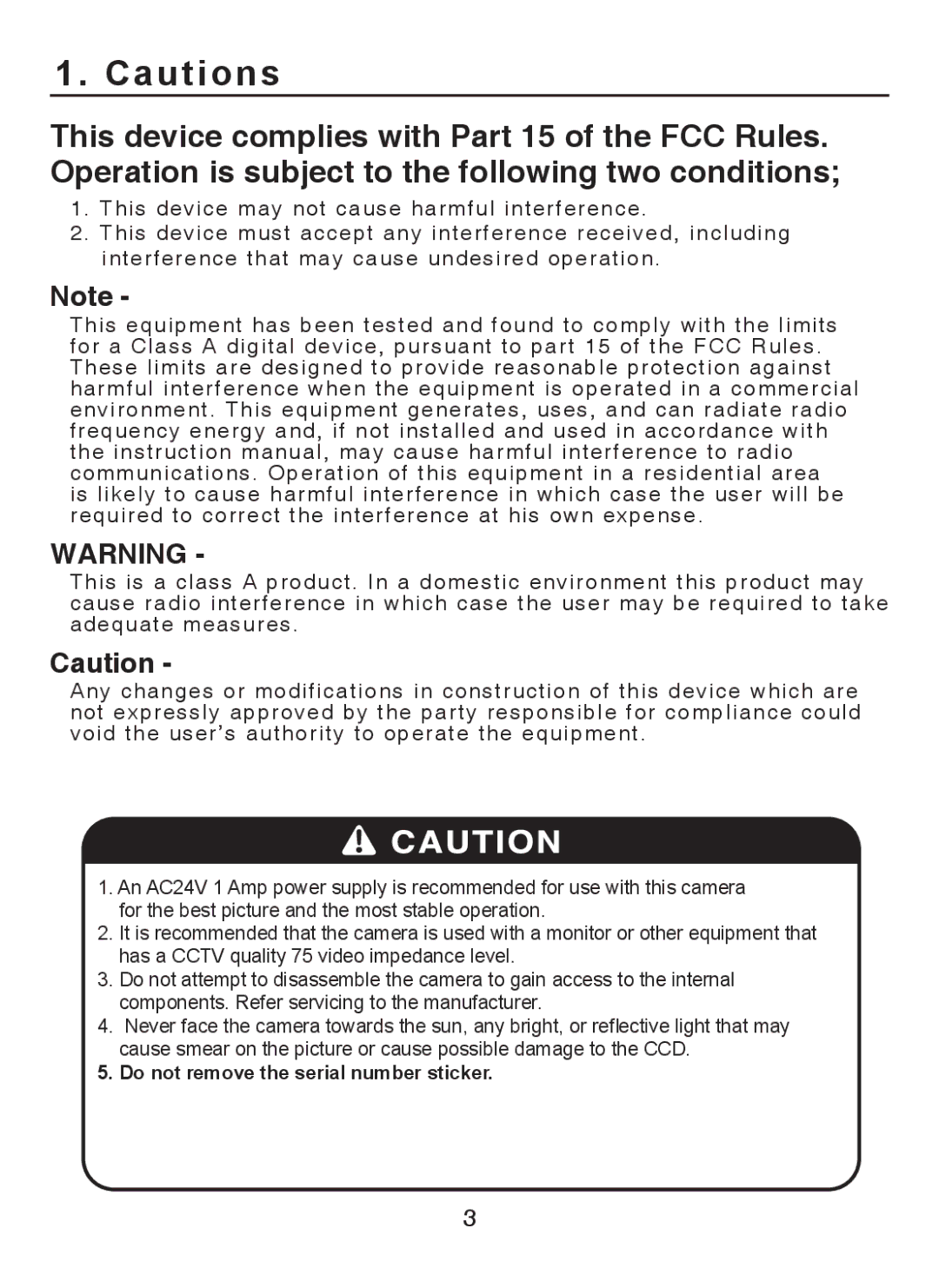 EverFocus EZ-PLATECAM2 operation manual Do not remove the serial number sticker 