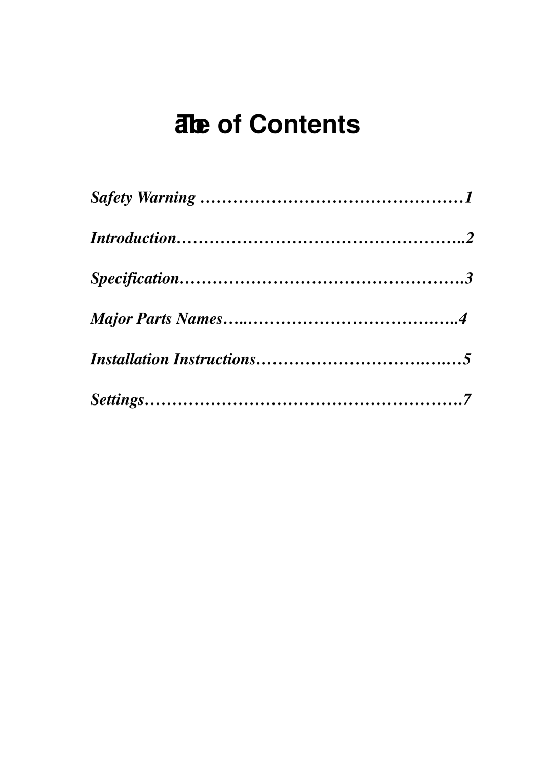 EverFocus EZ180 user manual Table of Contents 