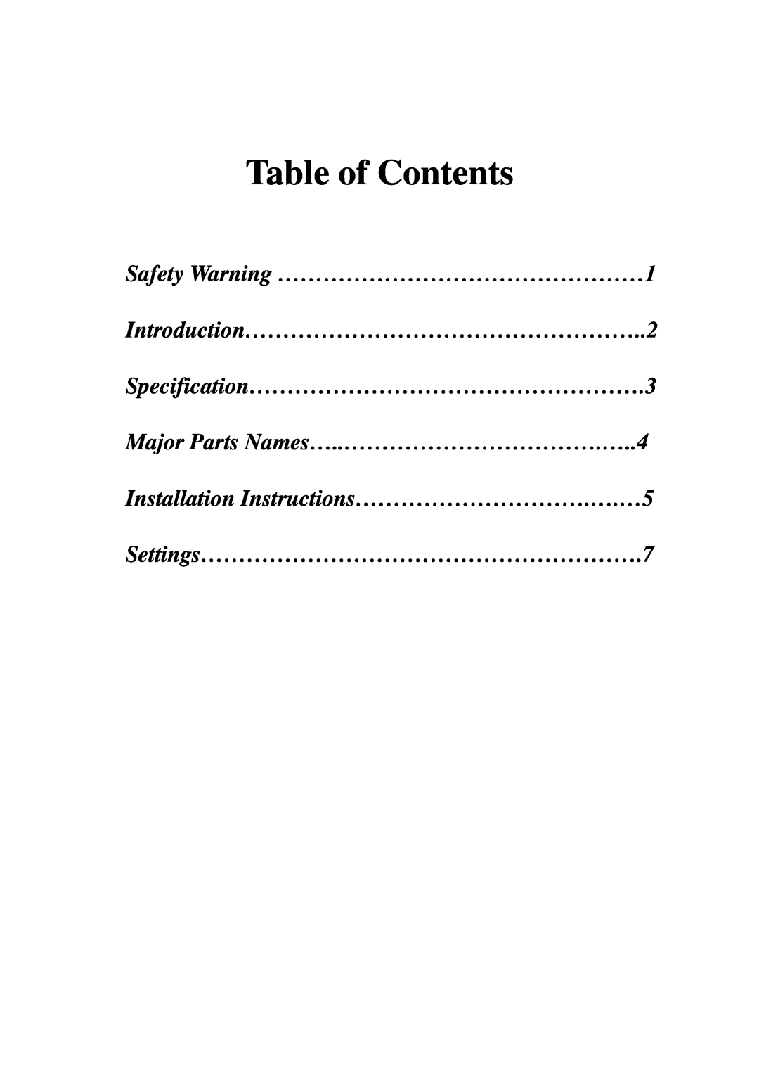 EverFocus EZ180 user manual Table of Contents, Safety Warning …………………………………………1 Introduction……………………………………………..2 