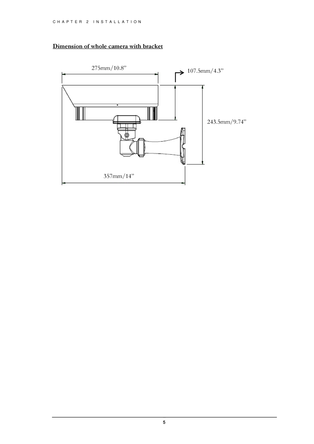 EverFocus EZ550 manual Dimension of whole camera with bracket 