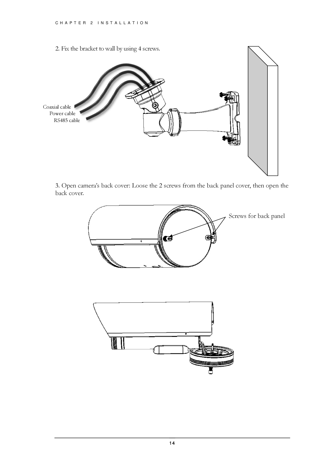 EverFocus EZ550 manual Fix the bracket to wall by using 4 screws 