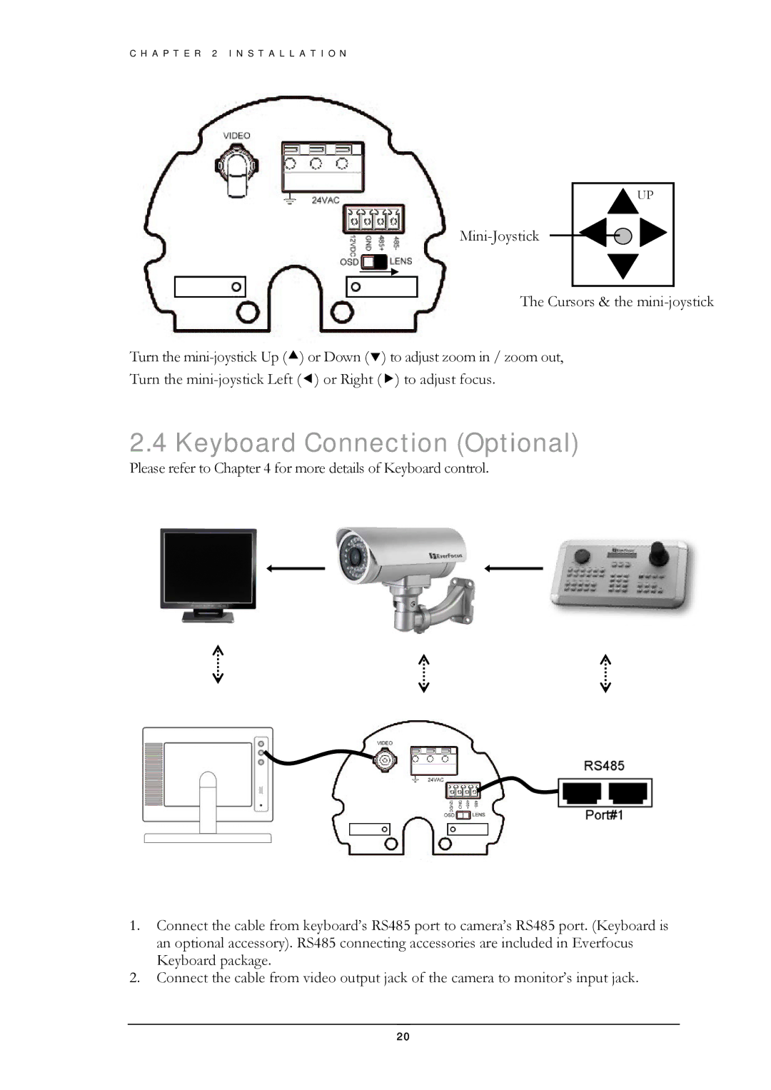 EverFocus EZ550 manual Keyboard Connection Optional 