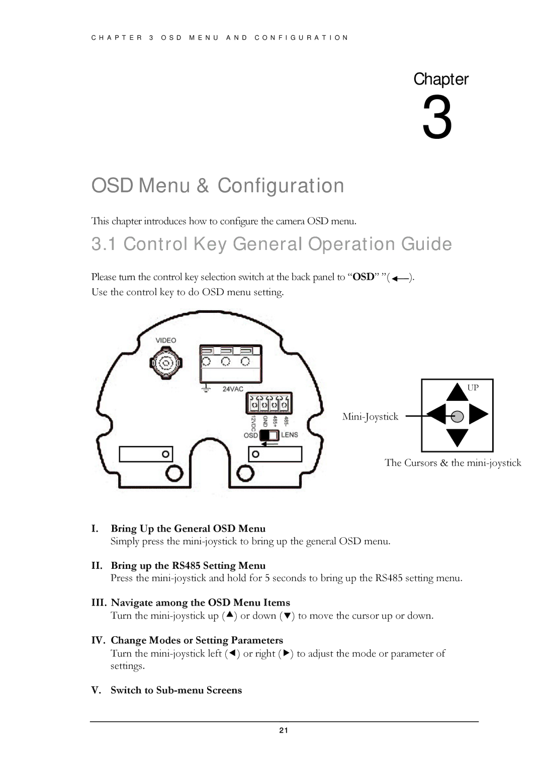 EverFocus EZ550 manual OSD Menu & Configuration, Control Key General Operation Guide 