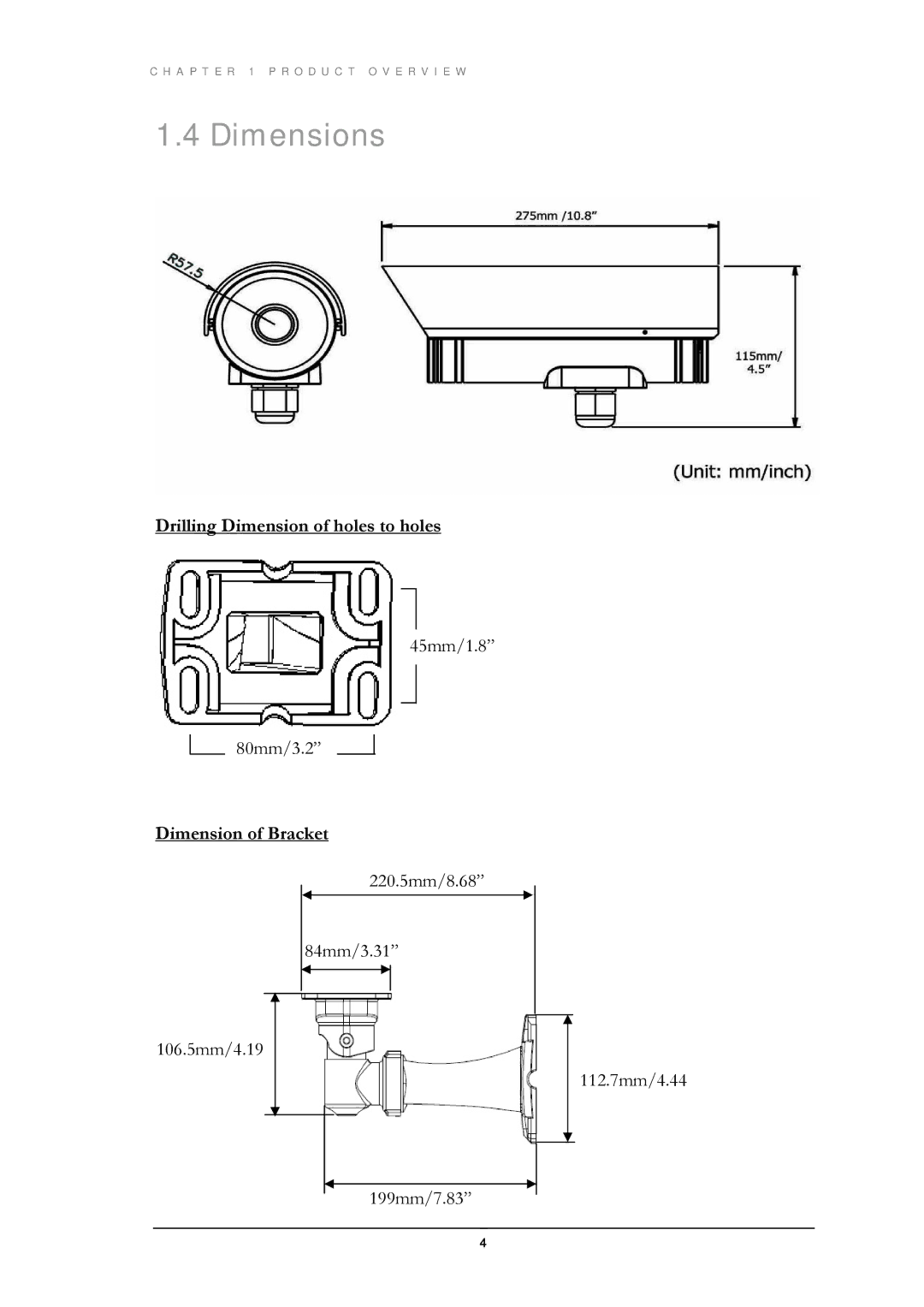 EverFocus EZ550 manual Dimensions 