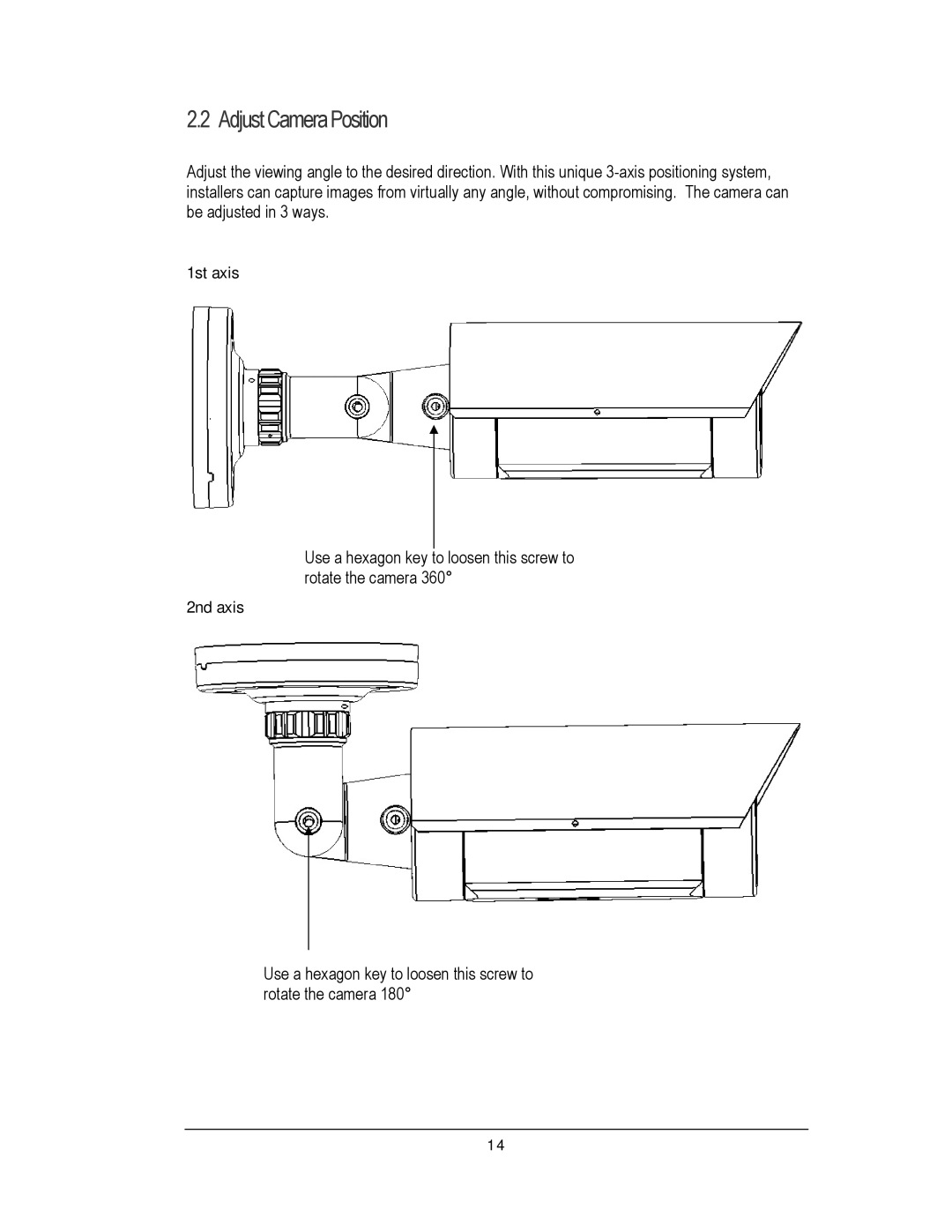 EverFocus EZ610 manual Adjust Camera Position, 1st axis, 2nd axis 