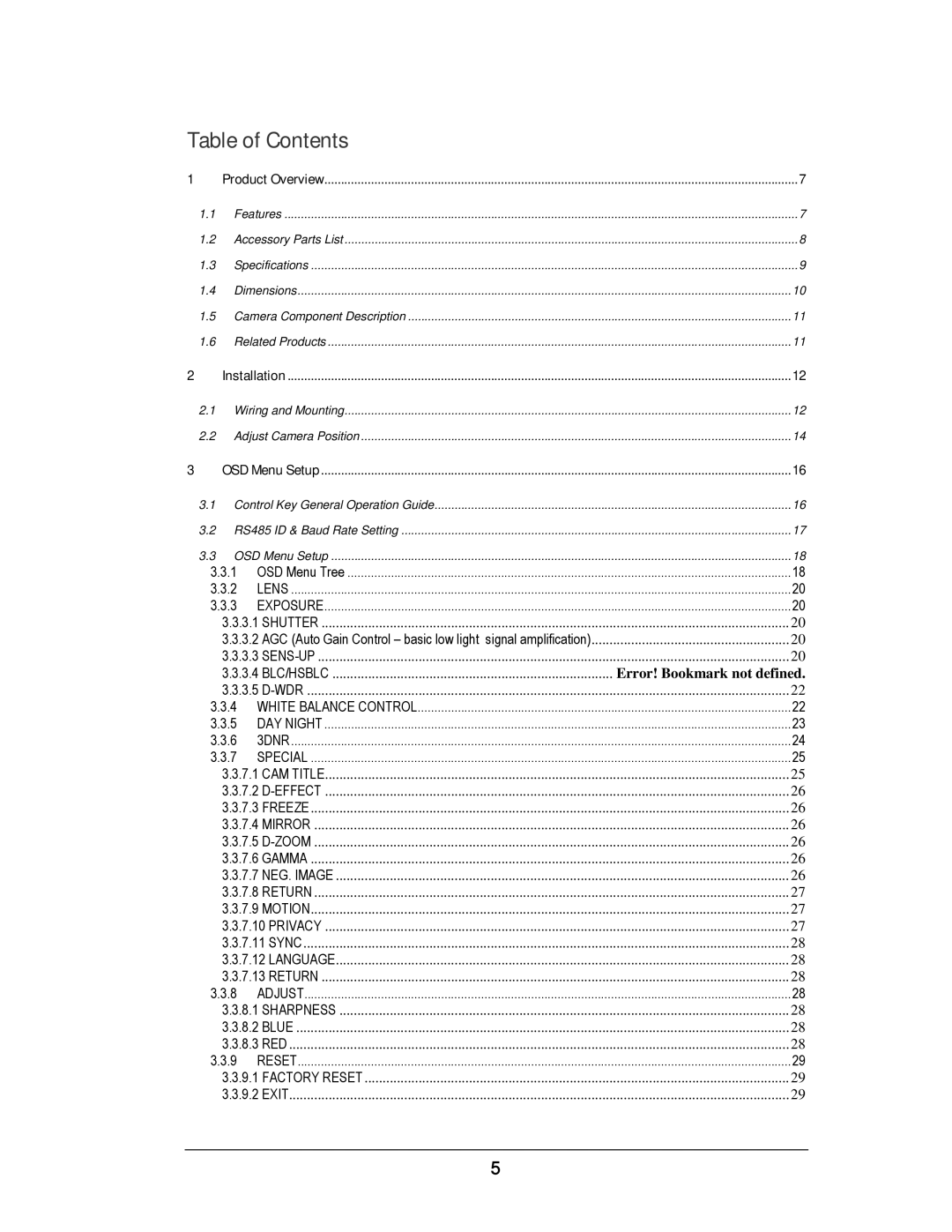 EverFocus EZ610 manual Table of Contents 