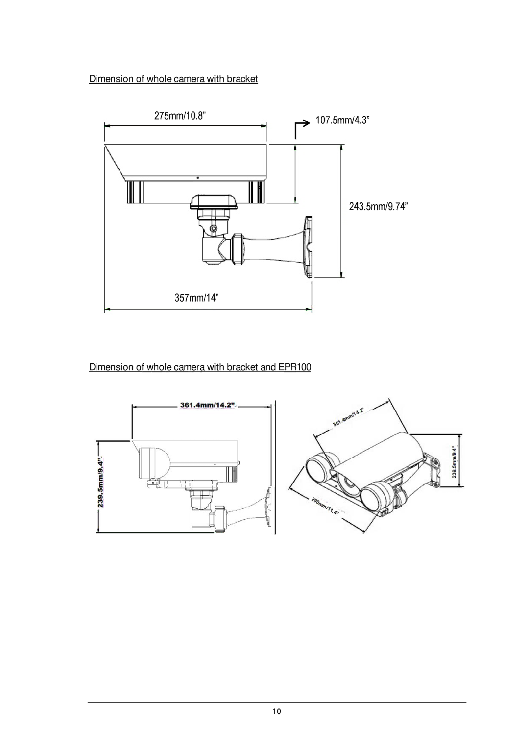 EverFocus EZ650 manual Dimension of whole camera with bracket and EPR100 