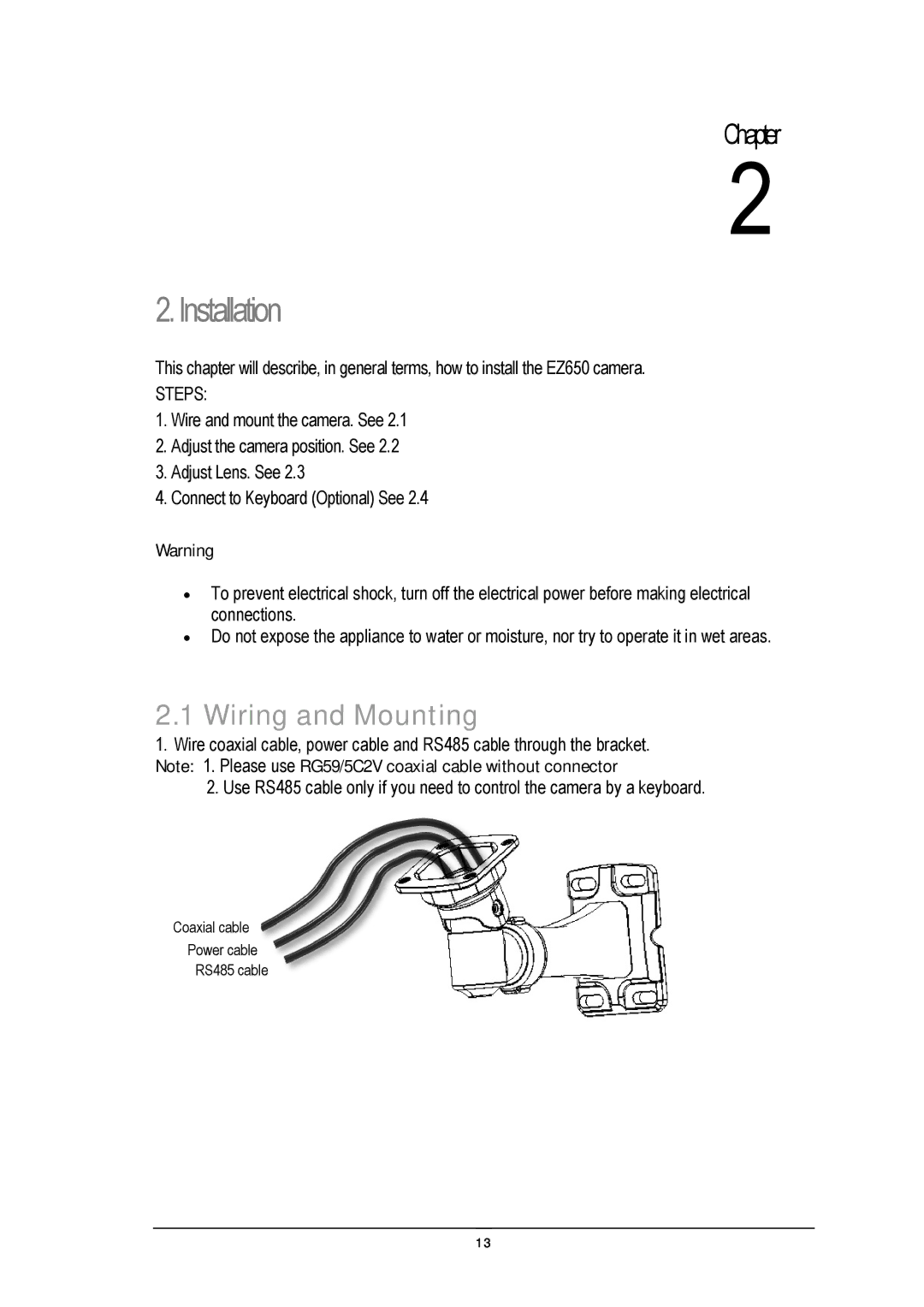 EverFocus EZ650 manual Installation, Wiring and Mounting 