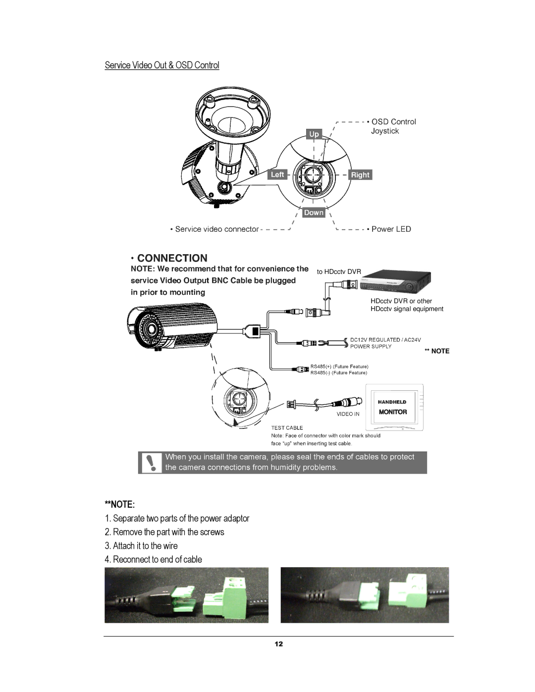 EverFocus EZH5040 manual Service Video Out & OSD Control 