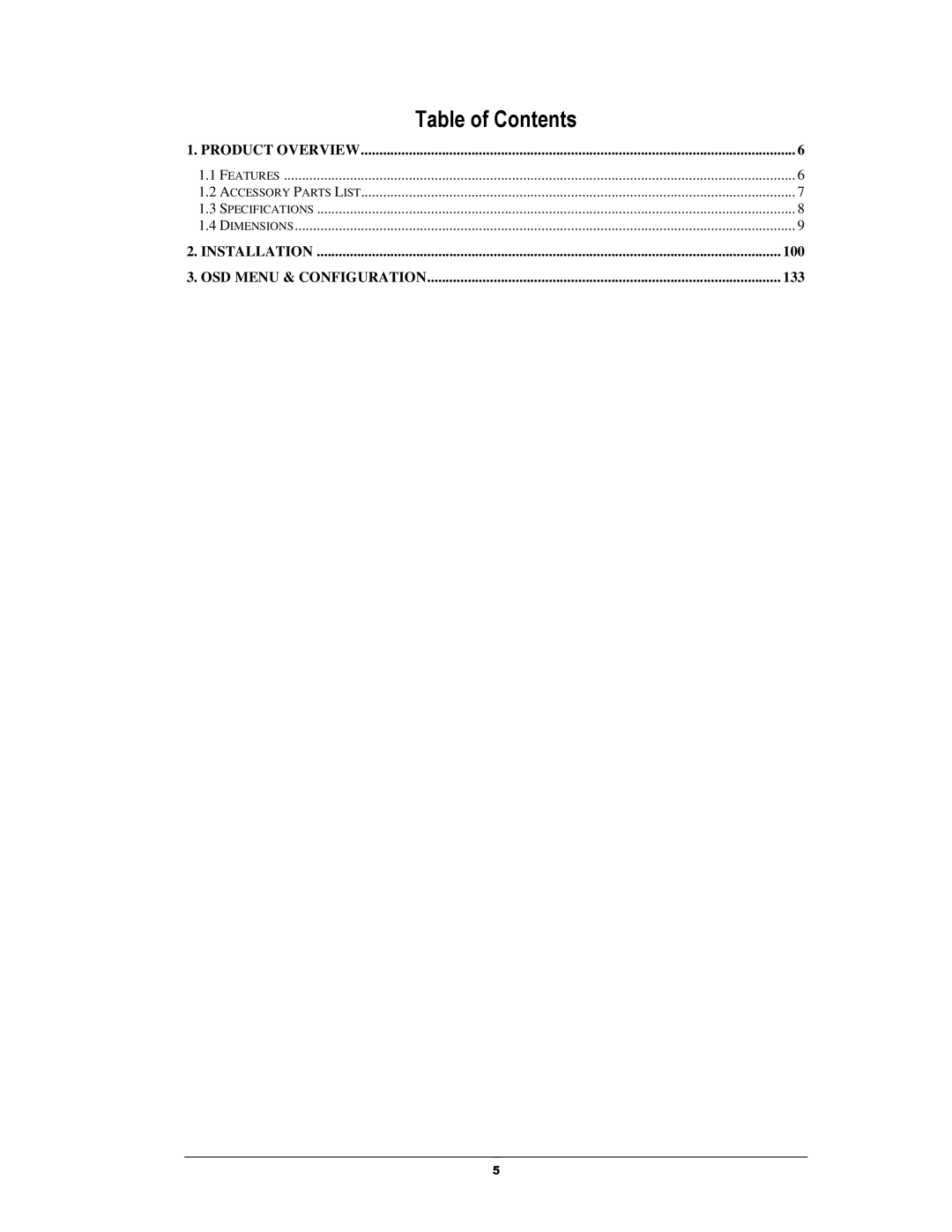 EverFocus EZH5040 manual Table of Contents 