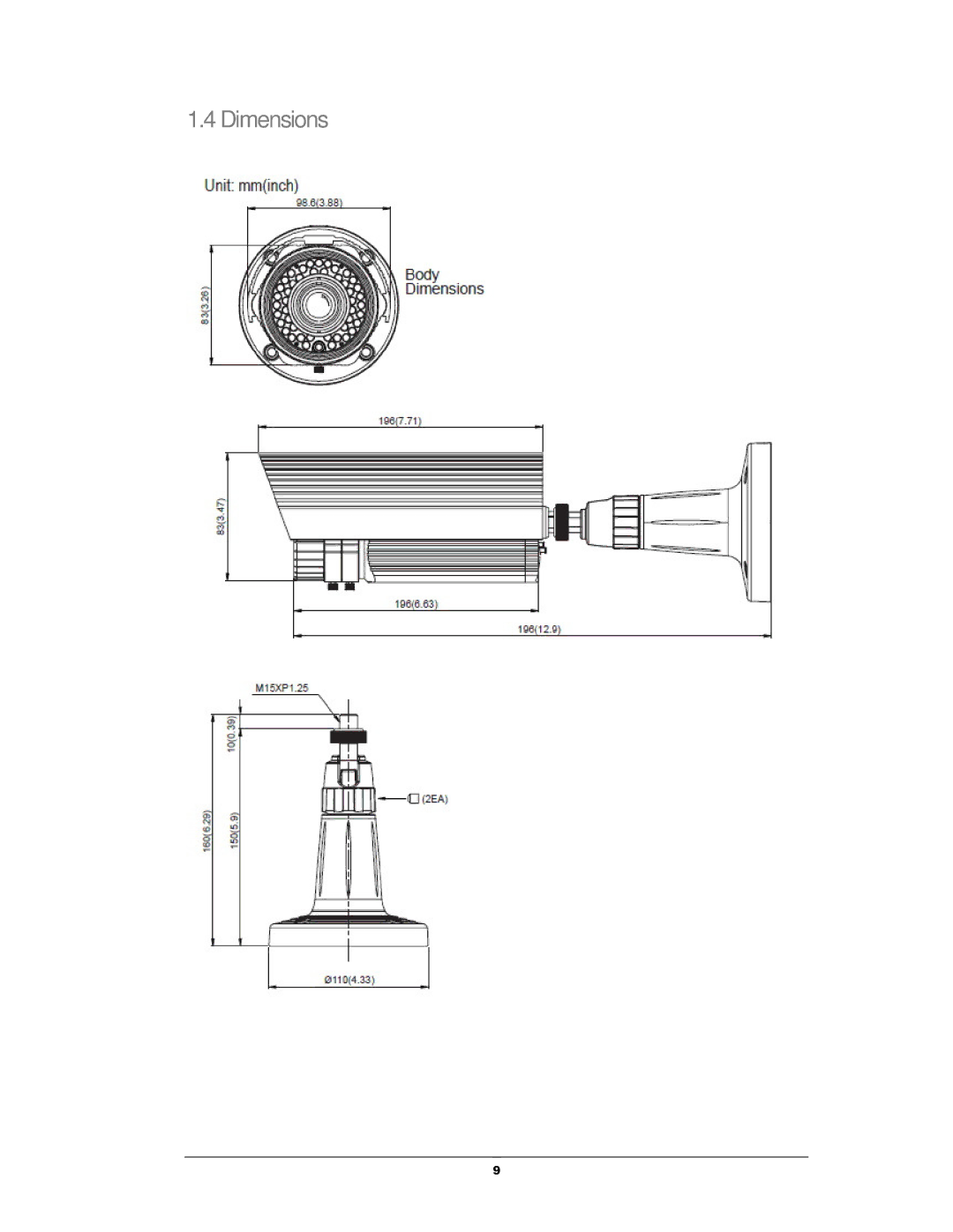 EverFocus EZH5040 manual Dimensions 