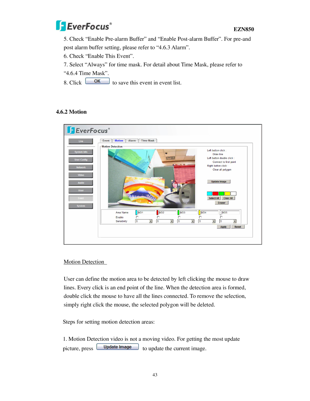 EverFocus EZN850 user manual Motion 