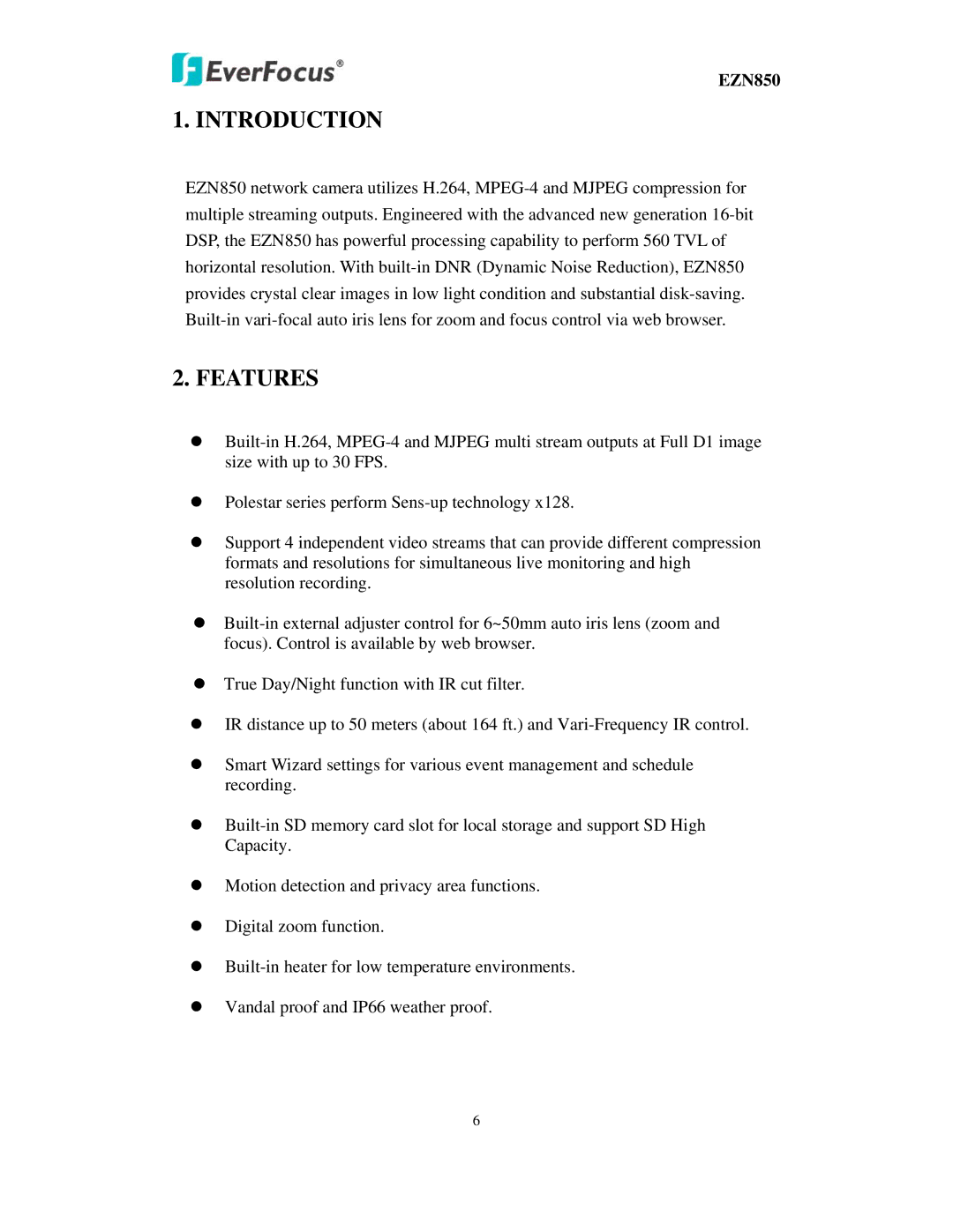 EverFocus EZN850 user manual Introduction 