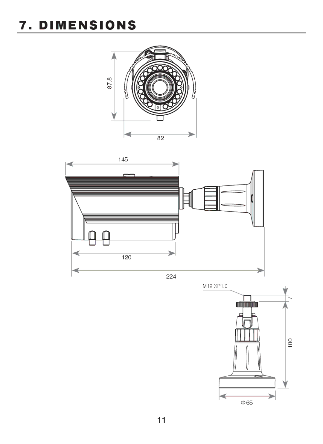 EverFocus M107-N501-001 operation manual Dimensions 