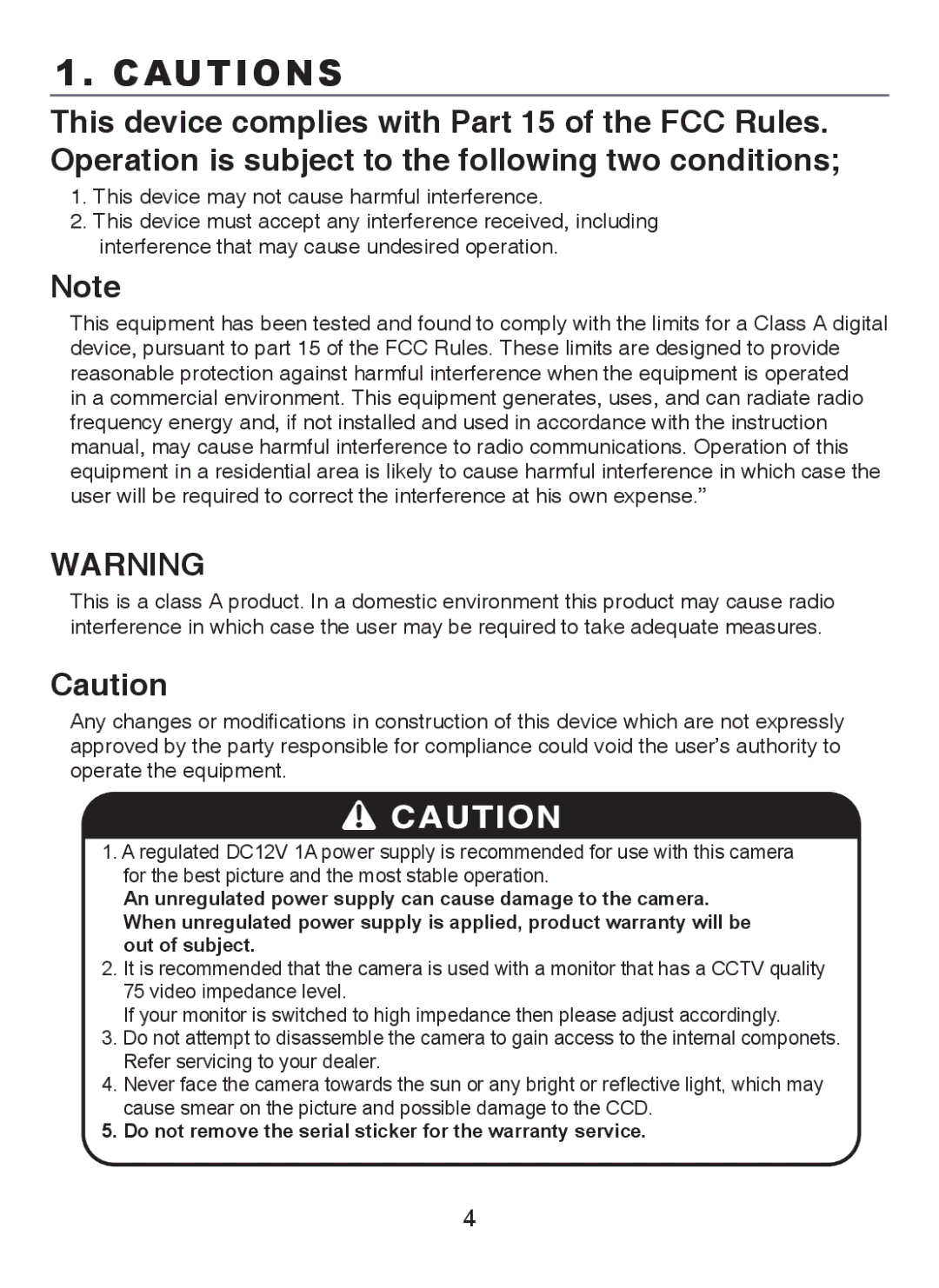 EverFocus M107-N501-001 operation manual Do not remove the serial sticker for the warranty service 