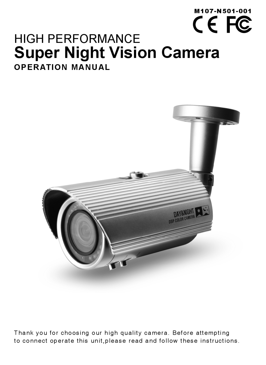 EverFocus M107-N501-001 operation manual Super Night Vision Camera, High Performance 