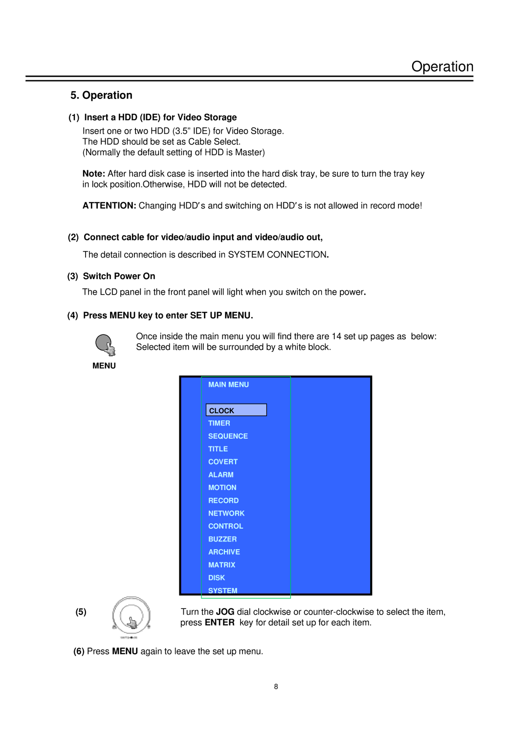 EverFocus TP-S1016DR, TP-S1 0 9DR manual Operation 