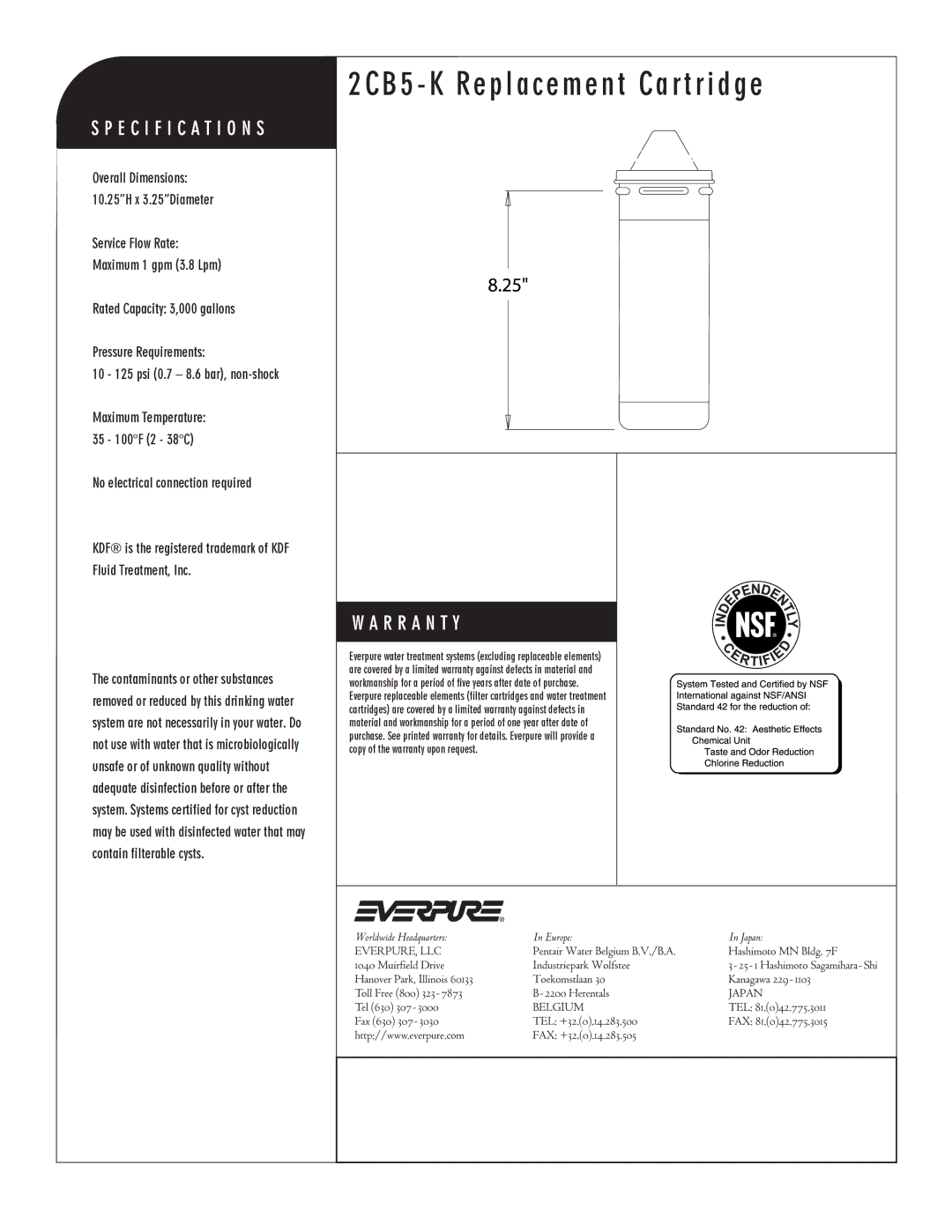 Everpure 2CB5-K manual 2CB5 K Replacement Cartridge 