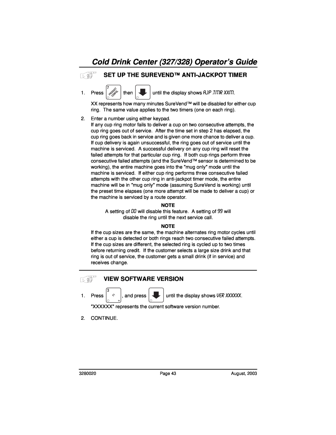 Everpure 325 manual Ajp.Tmrxxm, Cold Drink Center 327/328 Operator’s Guide, Set Up The Surevend Anti-Jackpottimer 
