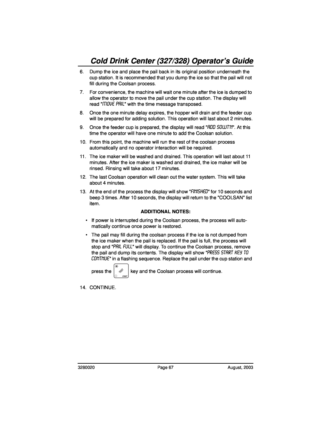 Everpure 325 manual Finished, Cold Drink Center 327/328 Operator’s Guide 