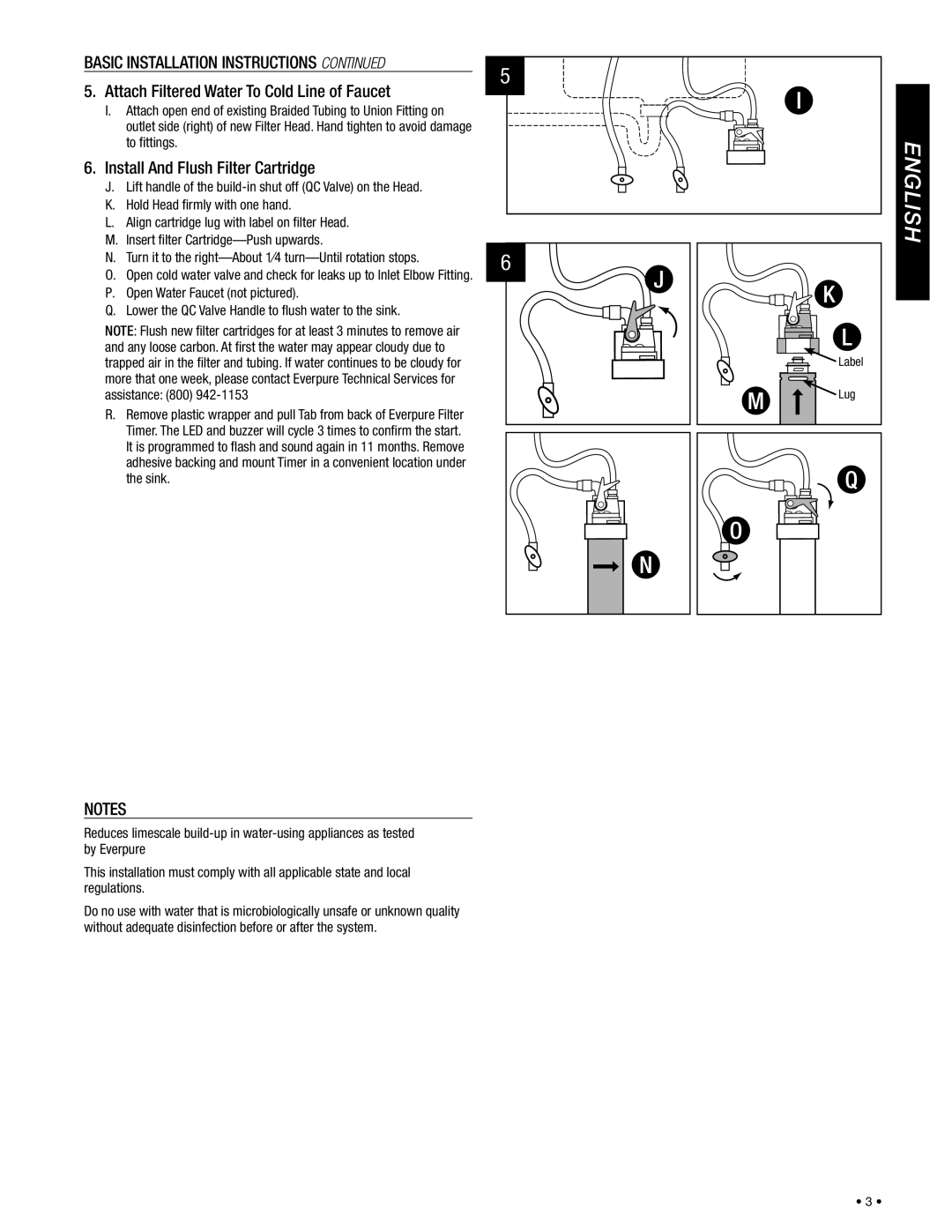 Everpure PBS400 installation instructions Install And Flush Filter Cartridge 