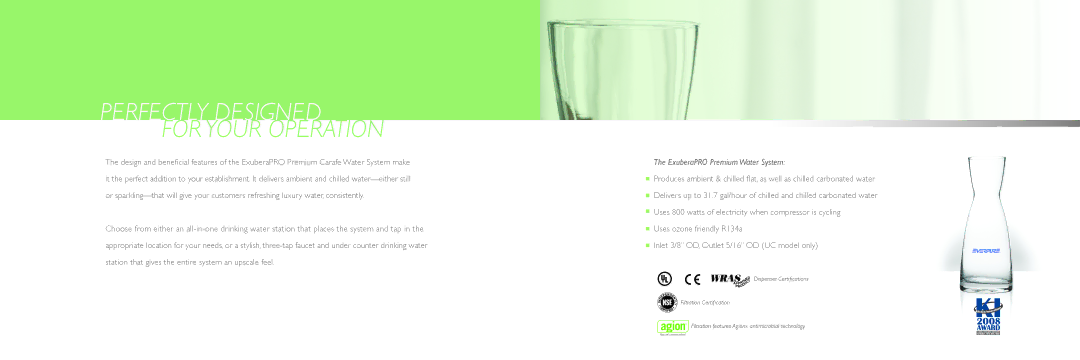 Everpure Premium Carafe Water System manual Perfectly designed for your operation 