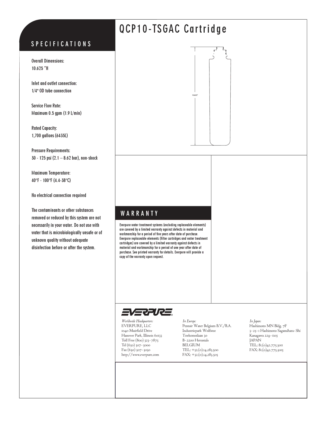 Everpure QCP10-TSGAC manual QCP10 Tsgac Cartridge 