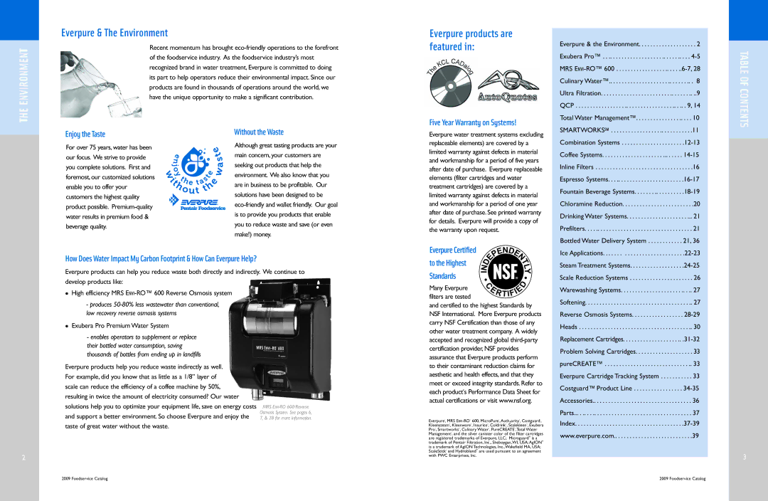 Everpure QL3-BH2, QC7I Single-MH2 manual Everpure & The Environment 