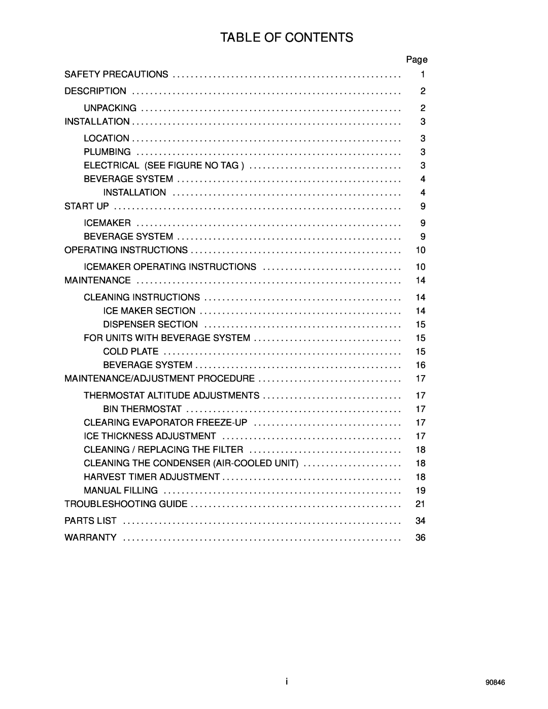 Everpure 80, SID650A manual Table Of Contents 