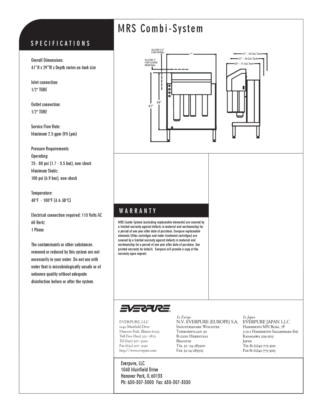 Everpure Water Dispenser manual MRS Combi System 