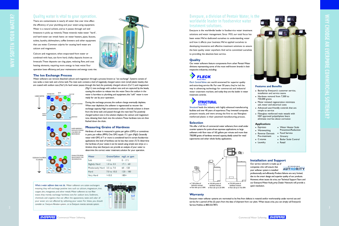 Everpure Water Softening manual WHY Choose AN Everpure Commercial SOFTENER?, Quality water is vital to your operation 