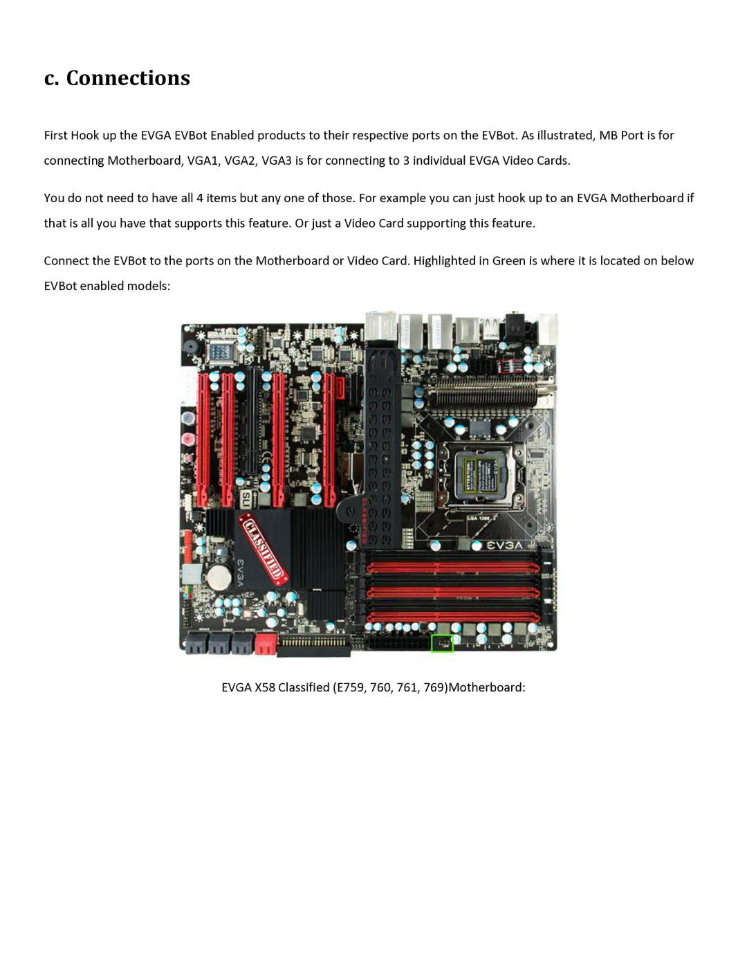 EVGA 100-EV-EB01 manual Connections 