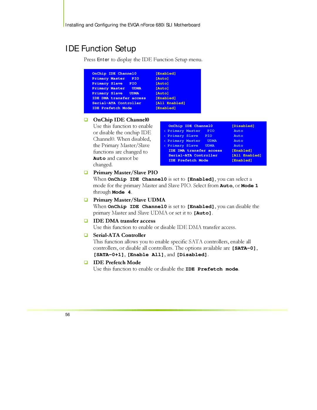 EVGA 122-CK-NF68-XX manual IDE Function Setup 