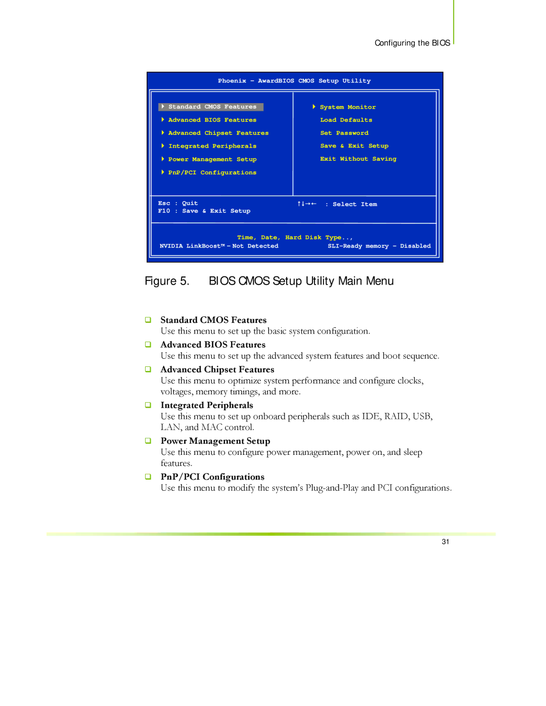 EVGA 122-CK-NF68-XX manual ‰ Standard Cmos Features, ‰ Advanced Bios Features, ‰ Advanced Chipset Features 