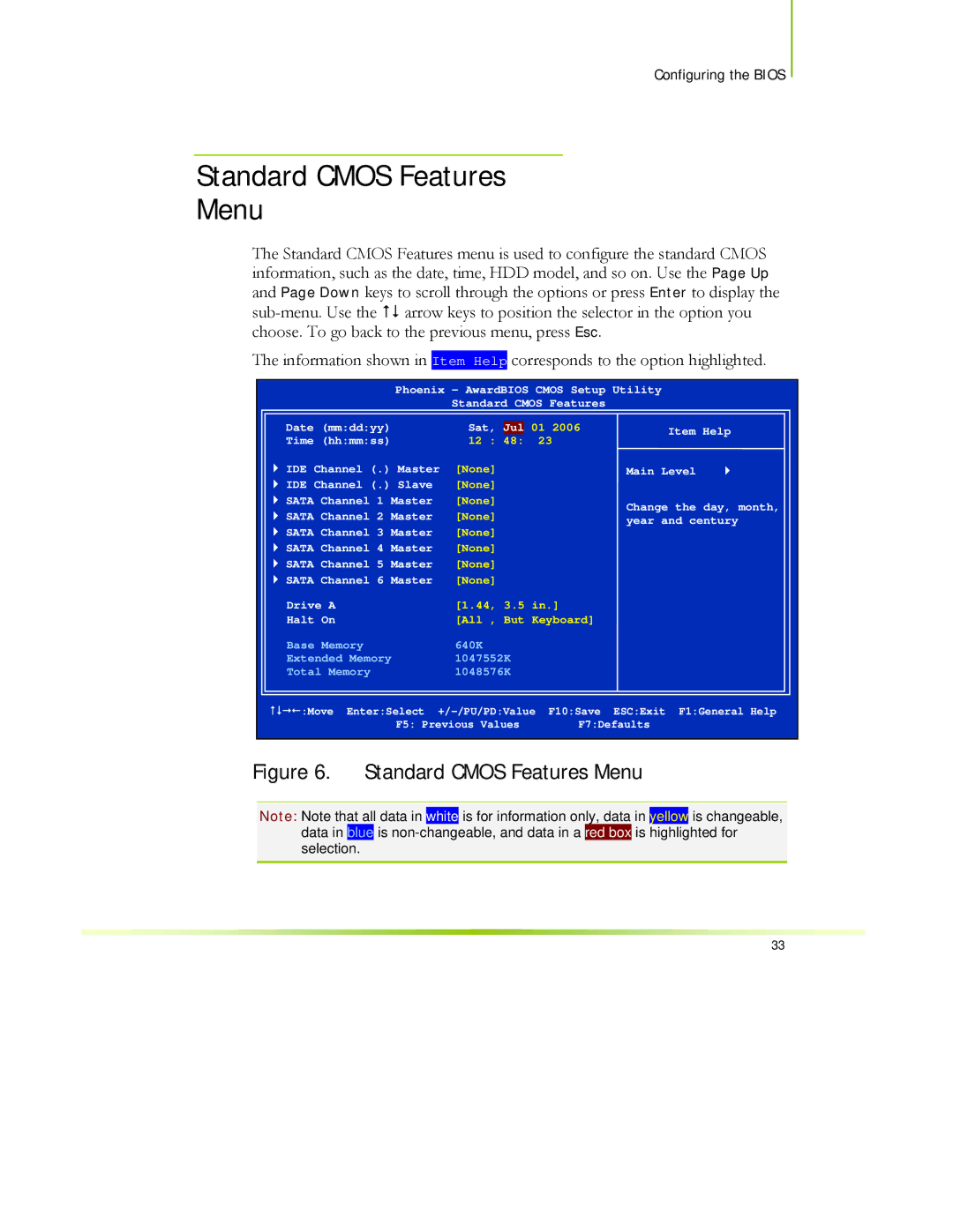 EVGA 122-CK-NF68-XX manual Standard Cmos Features Menu 