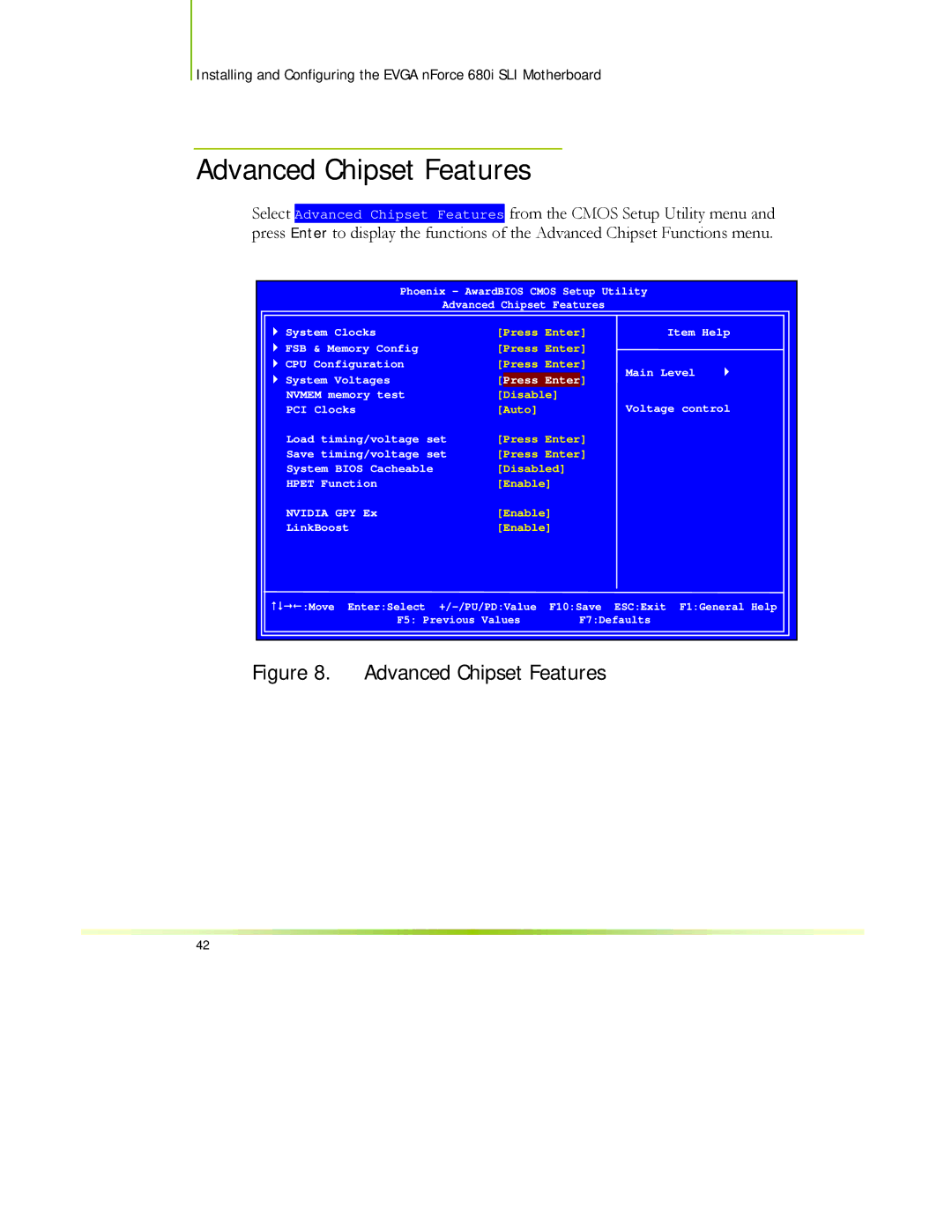 EVGA 122-CK-NF68-XX manual Advanced Chipset Features 